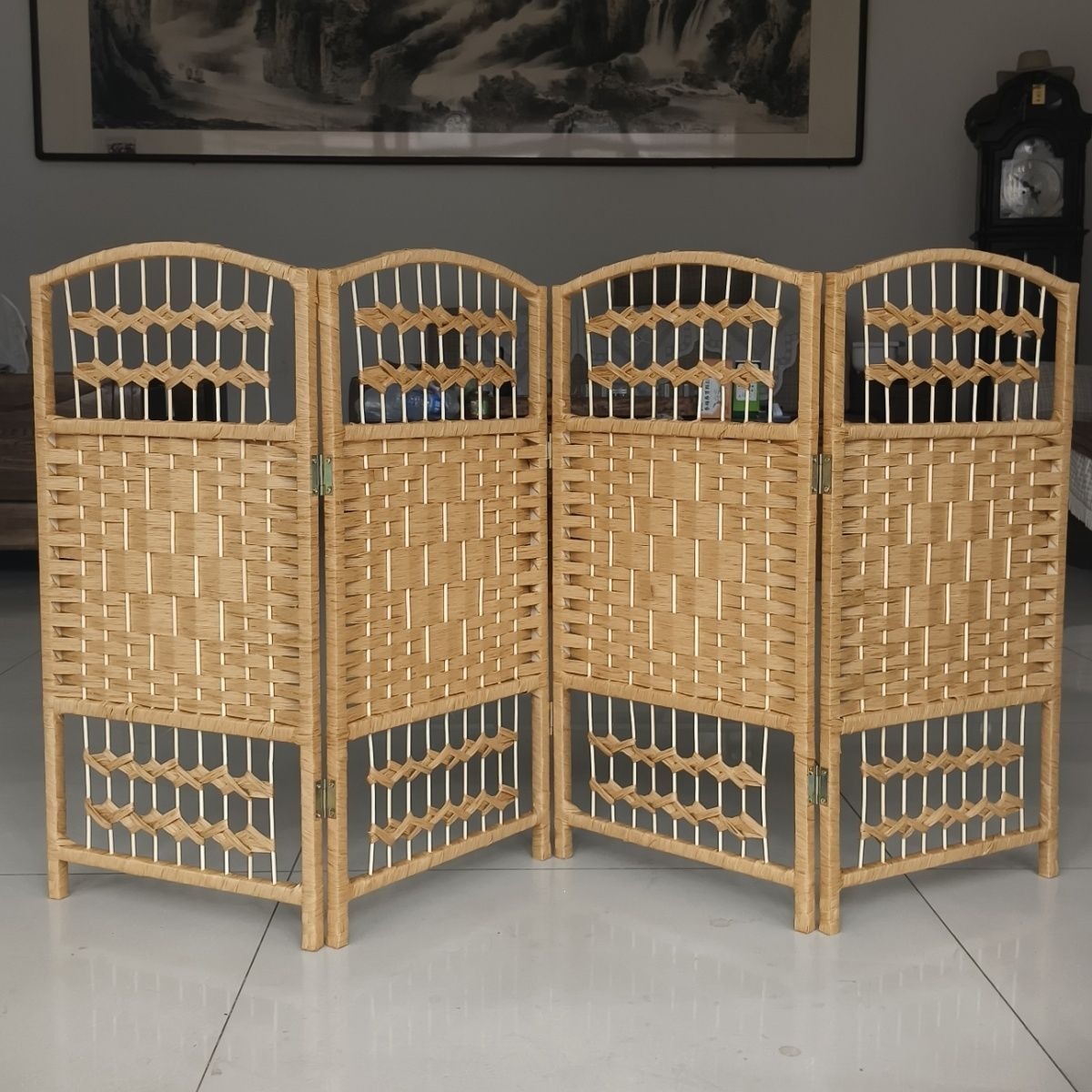 Rattan Woven Screens for Partitions, Children's Partitions for Kindergartens, Pet Enclosures, Foldable Screens for Office and Hotel Areas