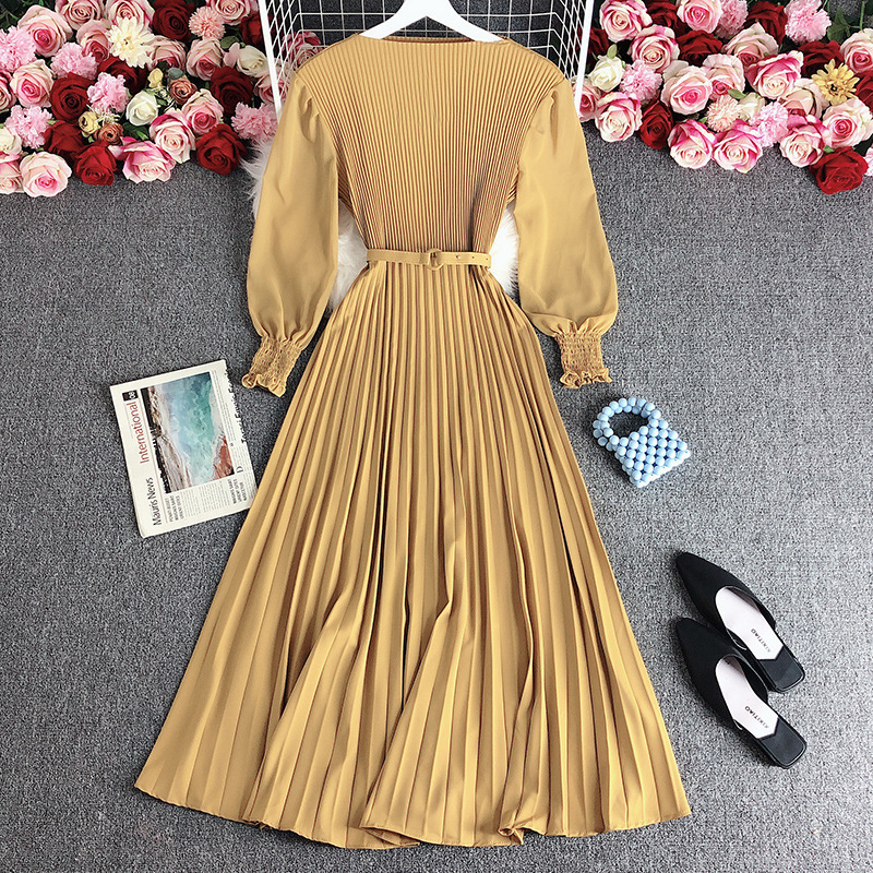 Pleated Skirt with Pleated Waist, Slimming and Elegant, Mature Style Women's Clothing, Spring New French Style Long Dress, Elegant Style