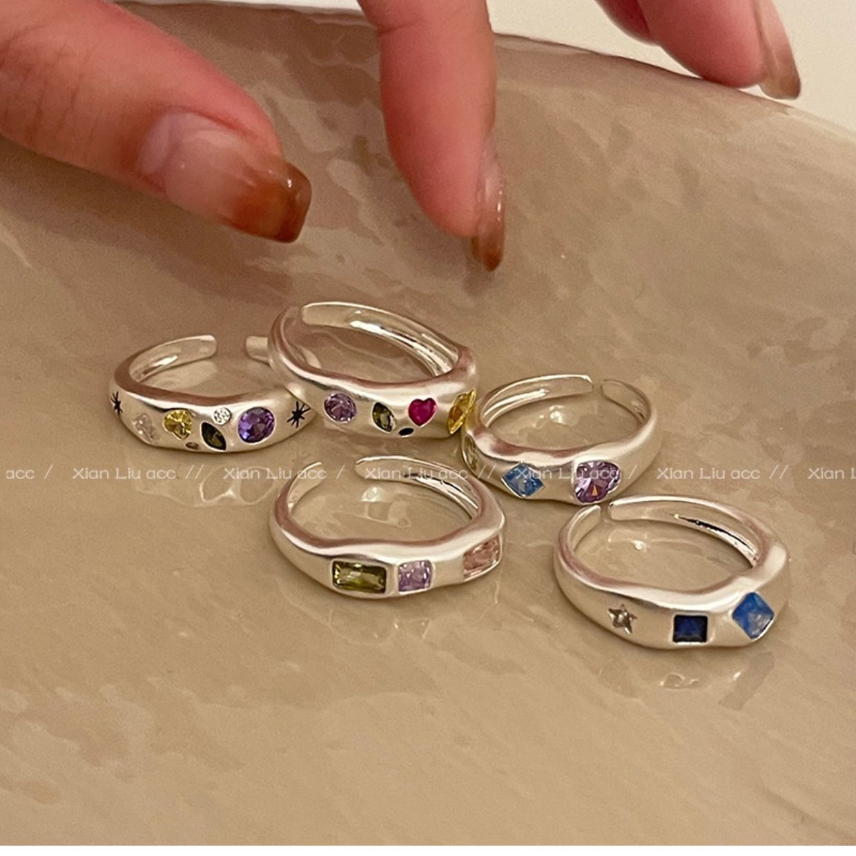 Colorful Irregular Zircon Ring For Women, Sweet And Cool Style_voghion.com