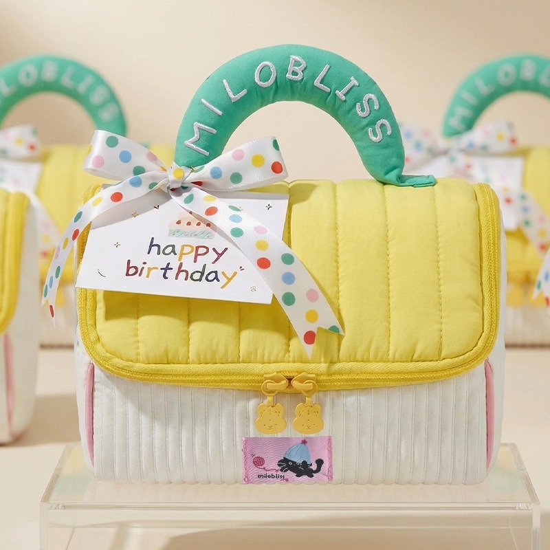 노란색 생일 세트(리본과 카드)