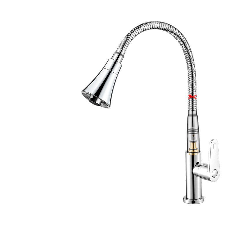 Grifos de cocina de acero inoxidable universal lavabo de verduras doméstico a prueba de salpicaduras de agua caliente y frío en la pared lavabo lavabo bola