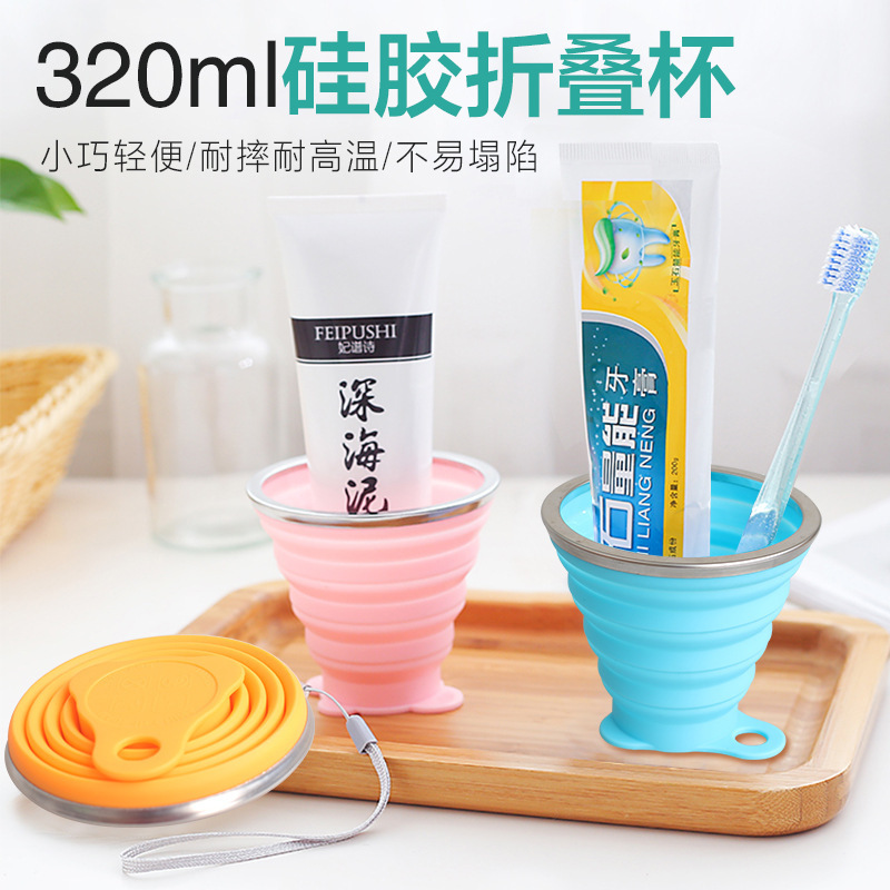食品グレードのシリコン製折りたたみ式ウォーターカップ、ポータブル、旅行、キャンプ、マウスウォッシュ、旅行、アウトドア、折りたたみ式カップ|undefined