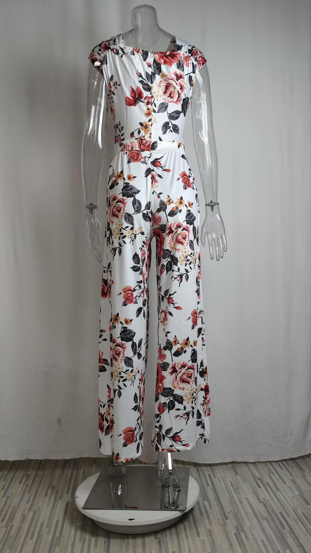548g Weight Short Sleeve Sleeve Length Full Length Pants Length Polyester Fabric Type Mid Waist Waist Line Jumpsuits Pants Type Micro-Elastic Elasticity Holiday, Beach Occasion Loose Fit Type Printing, Stripe Pattern Summer Season Women's Gender Printing Design Vacation Style Women's Holiday Beach Vacation Printing Stripe Full Length Printing Jumpsuits 11
