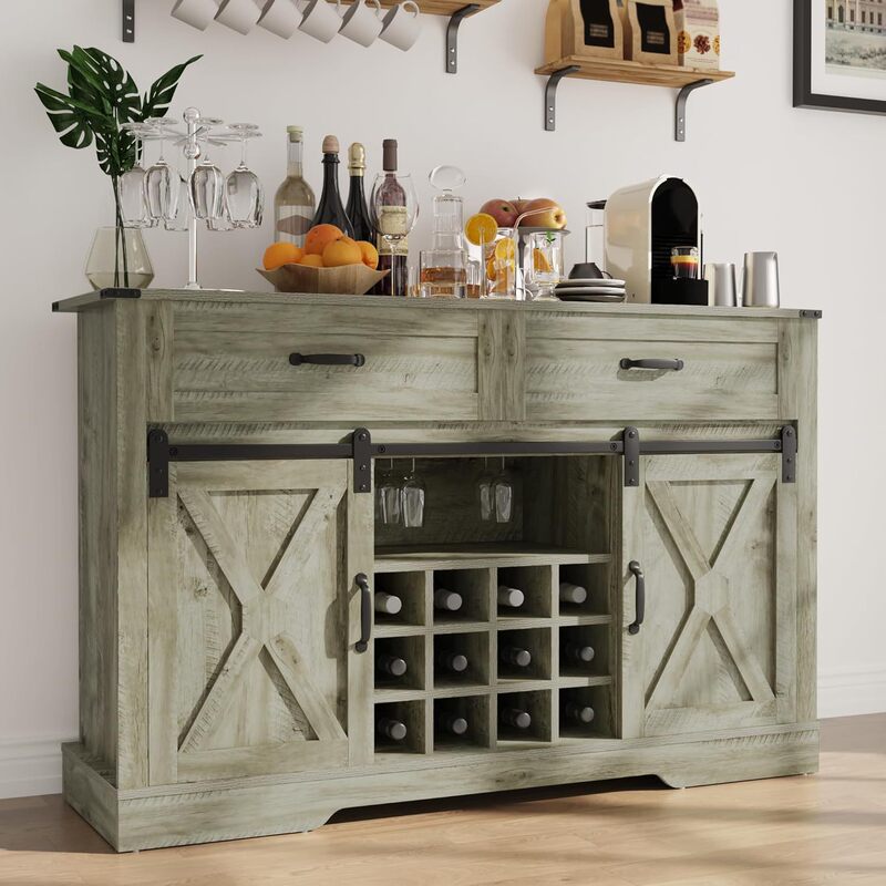 Factory Wholesale Pastoral Style Storage Sideboard with Sliding Barn Doors, Suitable for Kitchen and Dining Room Factory Wholesale Pastoral Style Storage Sideboard with Sliding Barn Doors, Suitable for Kitchen and Dining Room