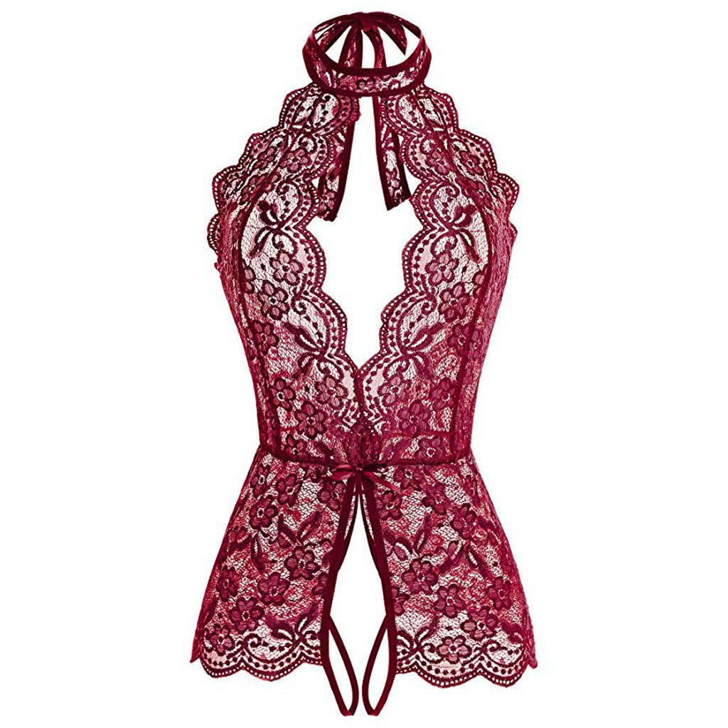 Women's Gender Solid Color Jumpsuit Sexy Hollow Out Sexy Lingerie