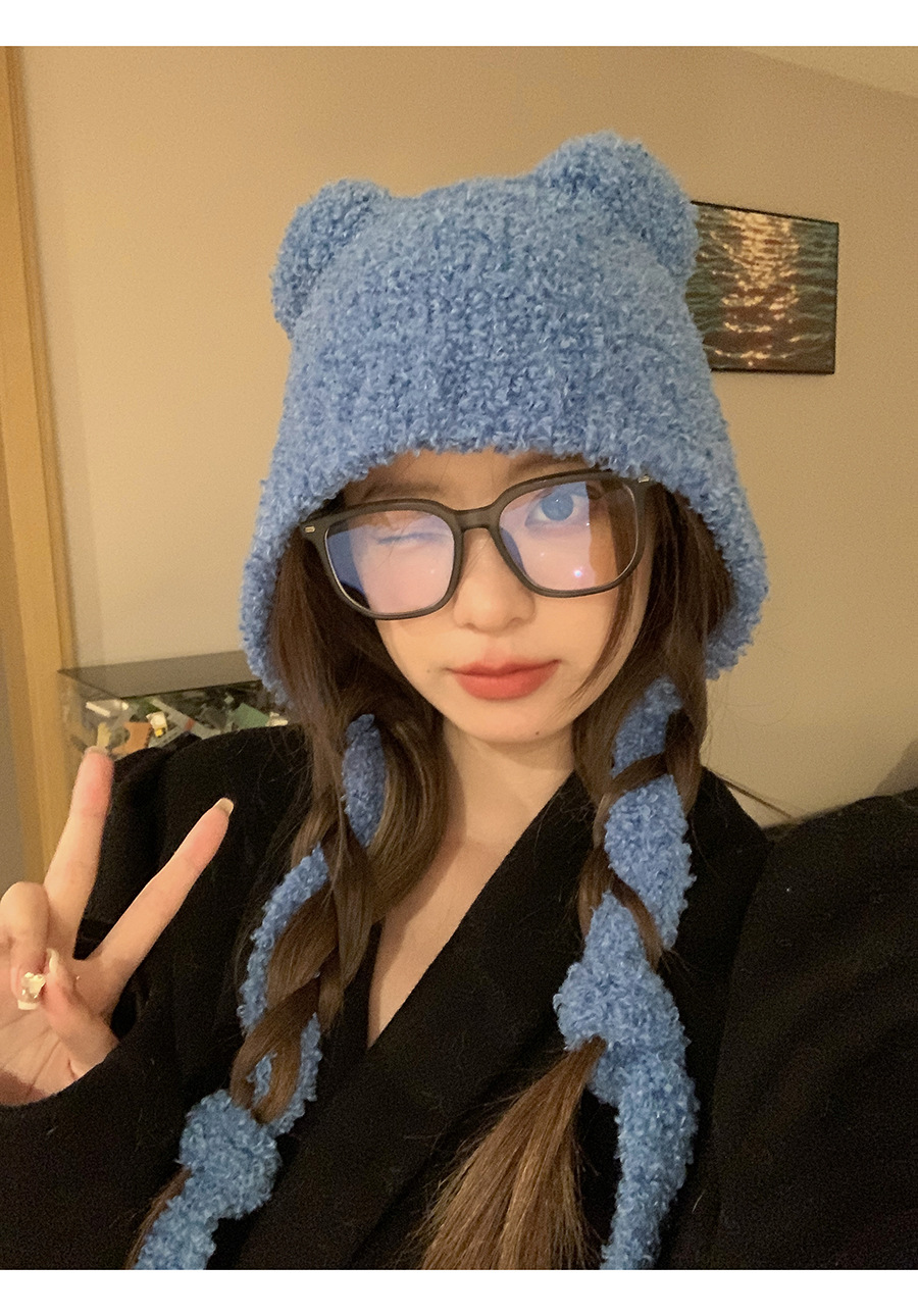 Cute Bear Beanie For Women, Versatile Autumn Winter Hat_voghion.com