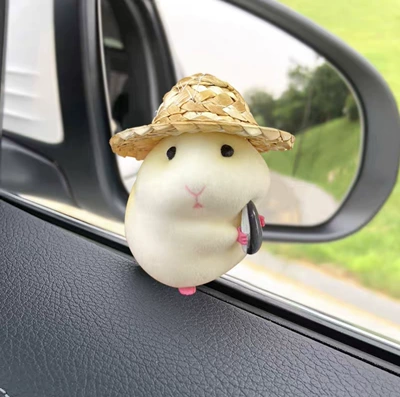 Car ornaments | Central Console Car Decoration - straw-hat-melon-seeds-yellow-hamster