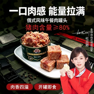 俄罗斯风味大肉块午餐肉罐头经典猪肉罐装香肠火腿肉即食下饭批发