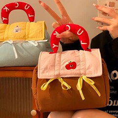 撞色可爱小房子化妆包大容量高颜值女便携式手提旅行护肤品收纳包