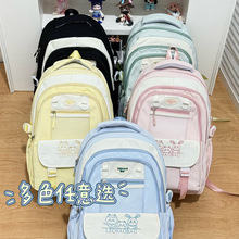 高颜值书包女新款韩版ins学院风撞色中小学生3-5年级多隔层双肩包