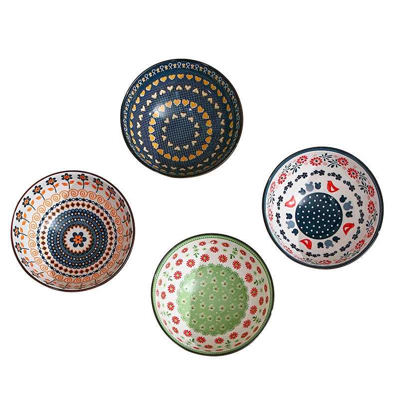 Chunxiao striped small bowl ceramic bowl fresh household rice bowl breakfast dessert rice bowl eating bowl underglaze color tableware