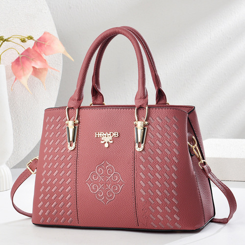 Ladies Handbag with Exquisite Embroidery, Mother's Bag for Middle-Aged Women, Single Shoulder or Crossbody Bag, High Quality and Large Capacity