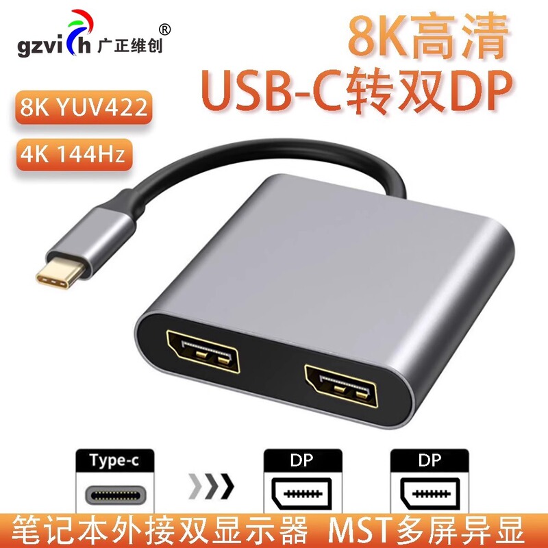 Typec to Dp Laptop Split Screen Monitor Cable Docking Station Dual HDMI Interface One to Two Monitors