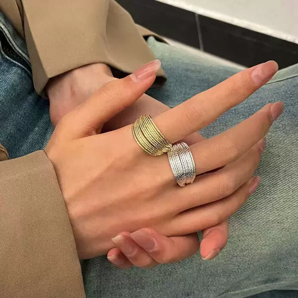 Light Luxury Multi-Layered High-End Winding Ring with Adjustable Opening, Fashionable and Trendy Women's Live Ring