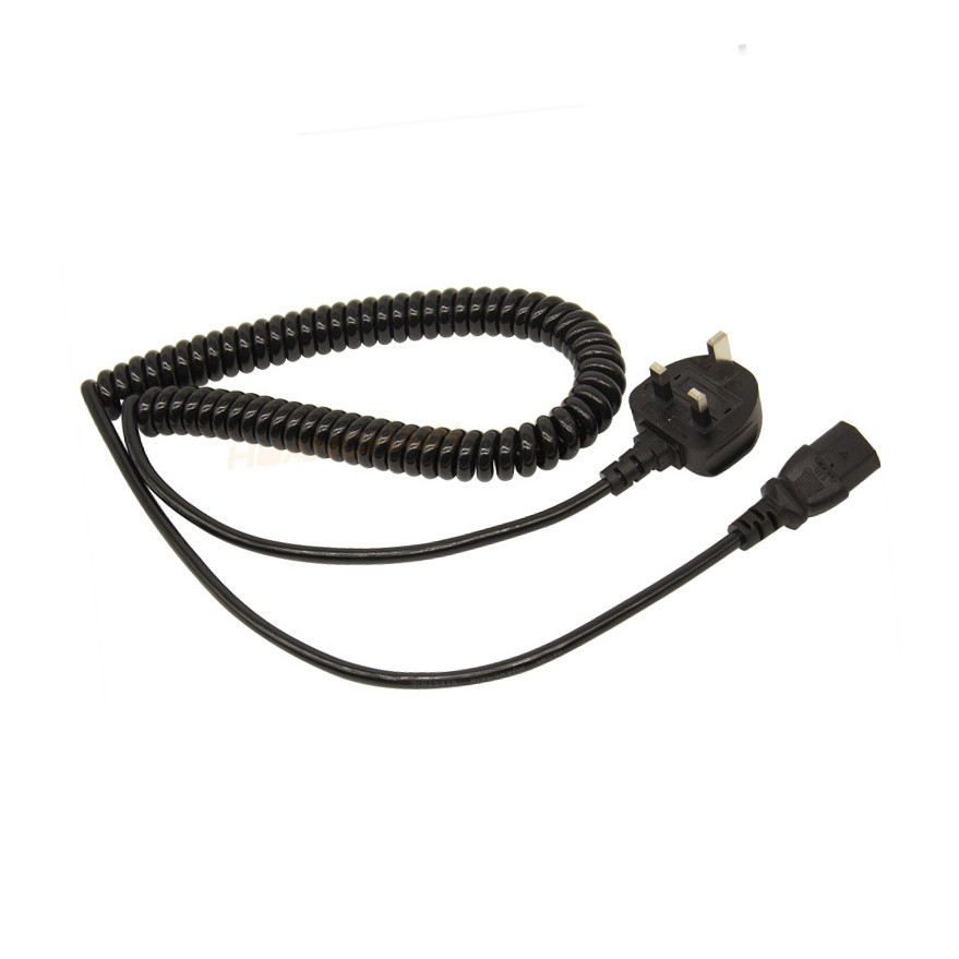 厂家供应英式弹簧线英规电源插头线品字尾英国弹弓电源线带1 3A保