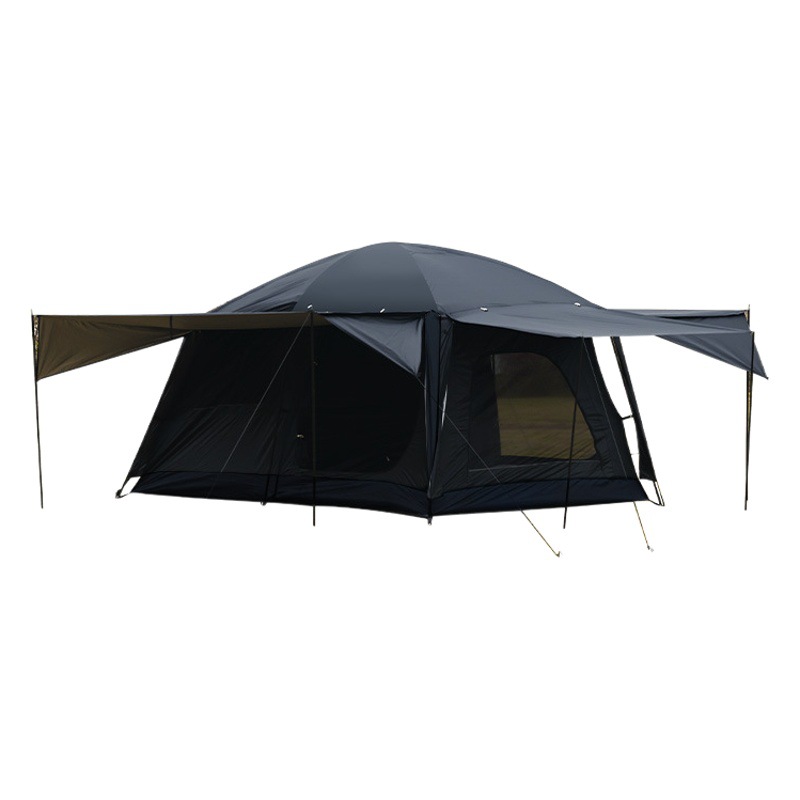 Carpa de camping plegable portátil para exteriores, tipo media montaña, con dos habitaciones y tres salas de estar, carpa grande para exteriores
