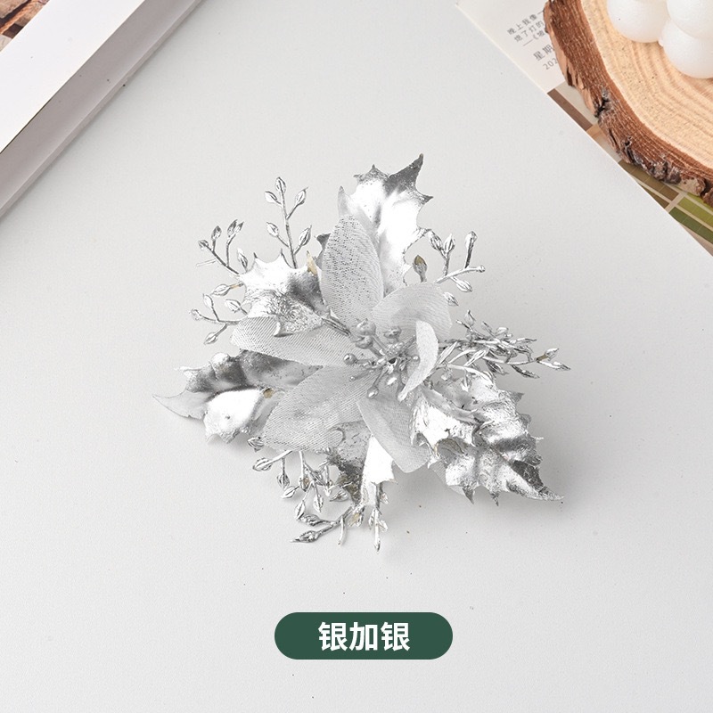 Decoración de Navidad flor de imitación de flores de polvo de oro accesorios de guirlanda de nieve multicolor opcional 12cm decoración de vacaciones image 8