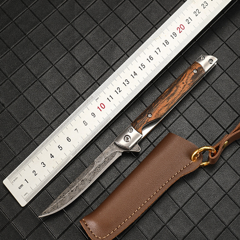 户外大马士革纹折叠刀具高硬度锋利野外生存随身防身便携水果刀具