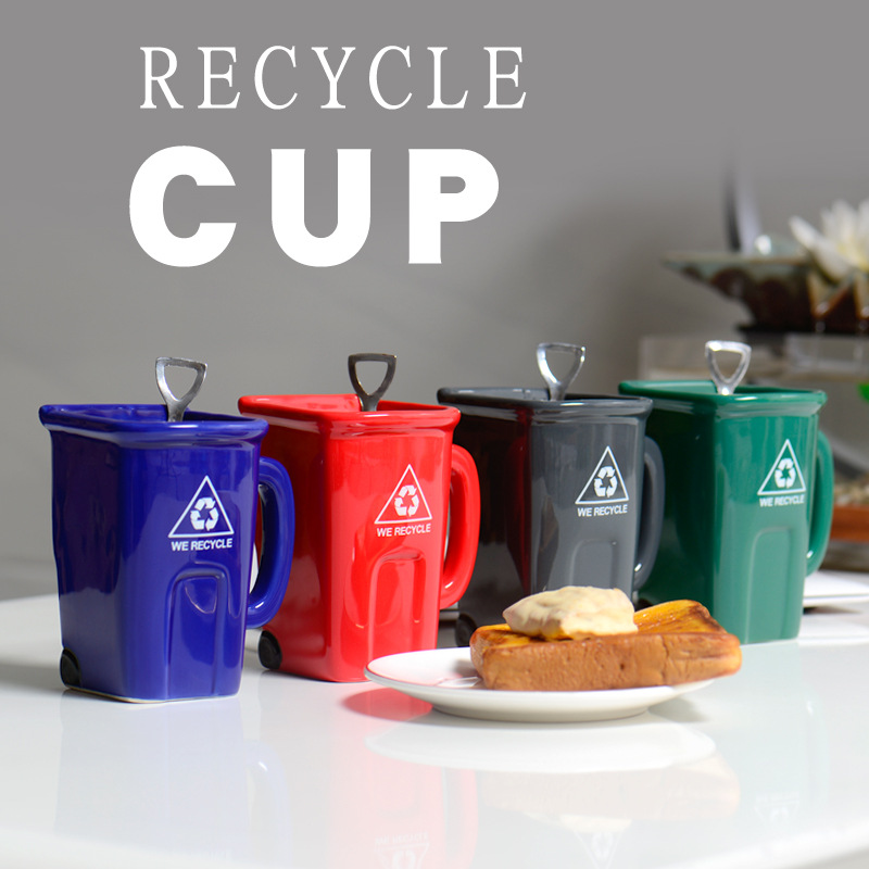 Basura taza de café cerámica femenina lujo ligero divertido agua niños extraña en forma té