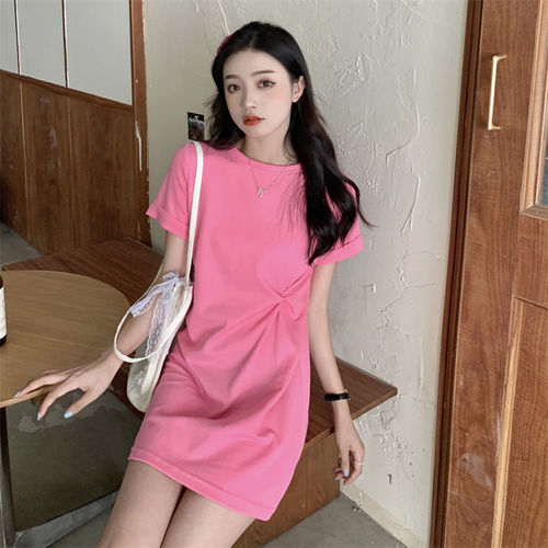 Wear casual dress Extended version Long T-shirt loose dress T-shirt skirt Women's medium and long sweet and spicy ***