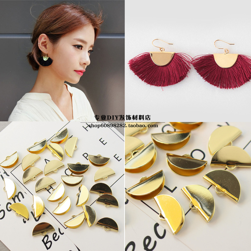 Vacation Wind Tassel Copper Semicircle Opening Clip diy Earrings Accessories Material