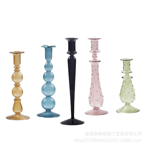 Manufacturer supply creative glass candle holders home decor French European retro candle sconces candlelight dinner party
