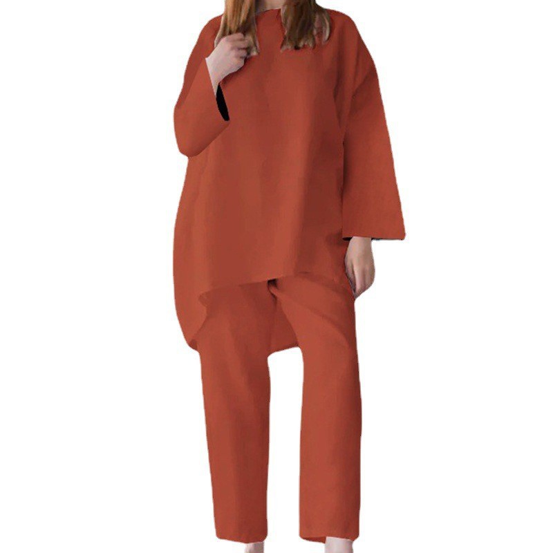 Women's Trendy Solid Color Matching Set Loose Oversized Style Casual Fashion Two‑Piece Outfits_ecoleips.com