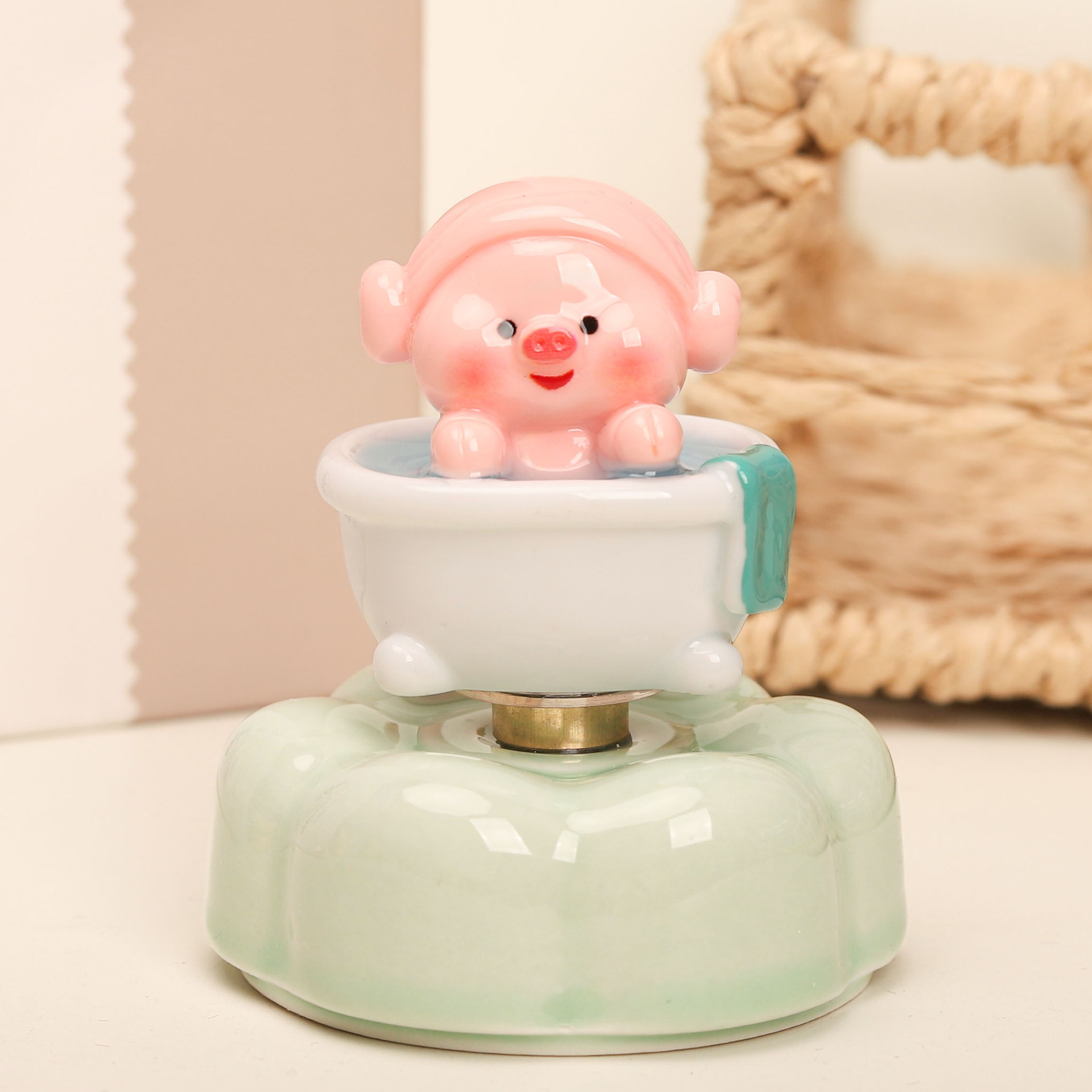 Jingdezhen Ceramic Base Water Park Pig DIY Ornament Stress-Relief Desktop Car Decoration