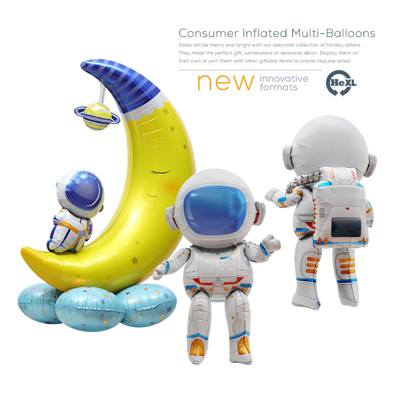 Party decoration props toy photo balloon 4D three-dimensional standing large astronaut cartoon aluminum balloon Party decoration props toy photo balloon 4D three-dimensional standing large astronaut cartoon aluminum balloon