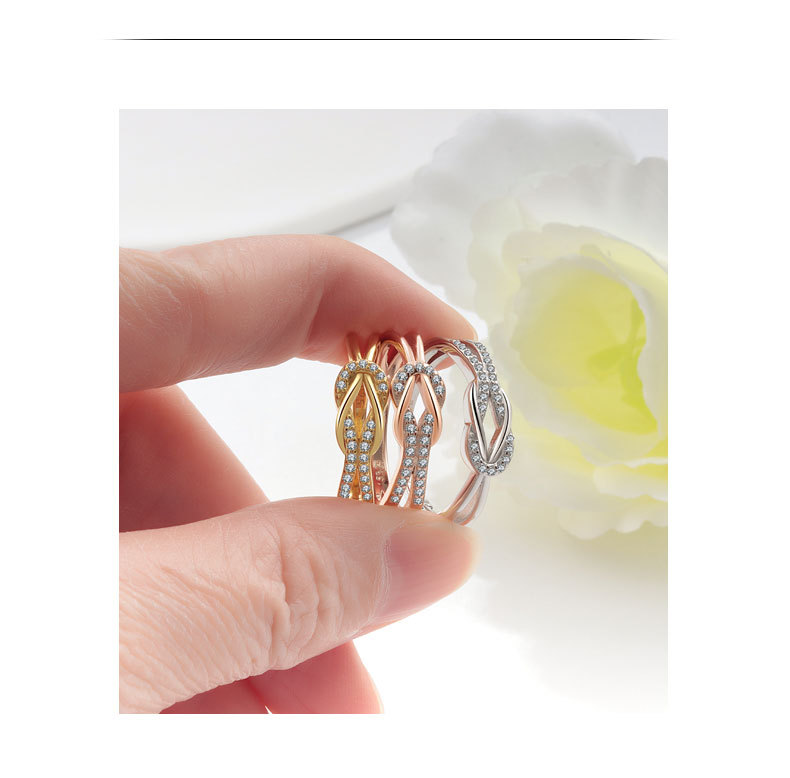 Zircon Inlay Material Rings Classification 10, 5, 6 Ring Size 18K Gold Plated 925 Sterling Silver Zircon Knot Rings 925 Sterling Silver Rings