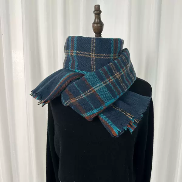 2023 Herringbone Plaid Scarf Women's Japanese and Korean Sweet Style Warm Neck Fashion Shawl Autumn and Winter Imitation Cashmere Scarf
