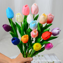 仿真郁金香迷你PU仿真花家居装饰跨境婚庆假花人造花束厂 家批发
