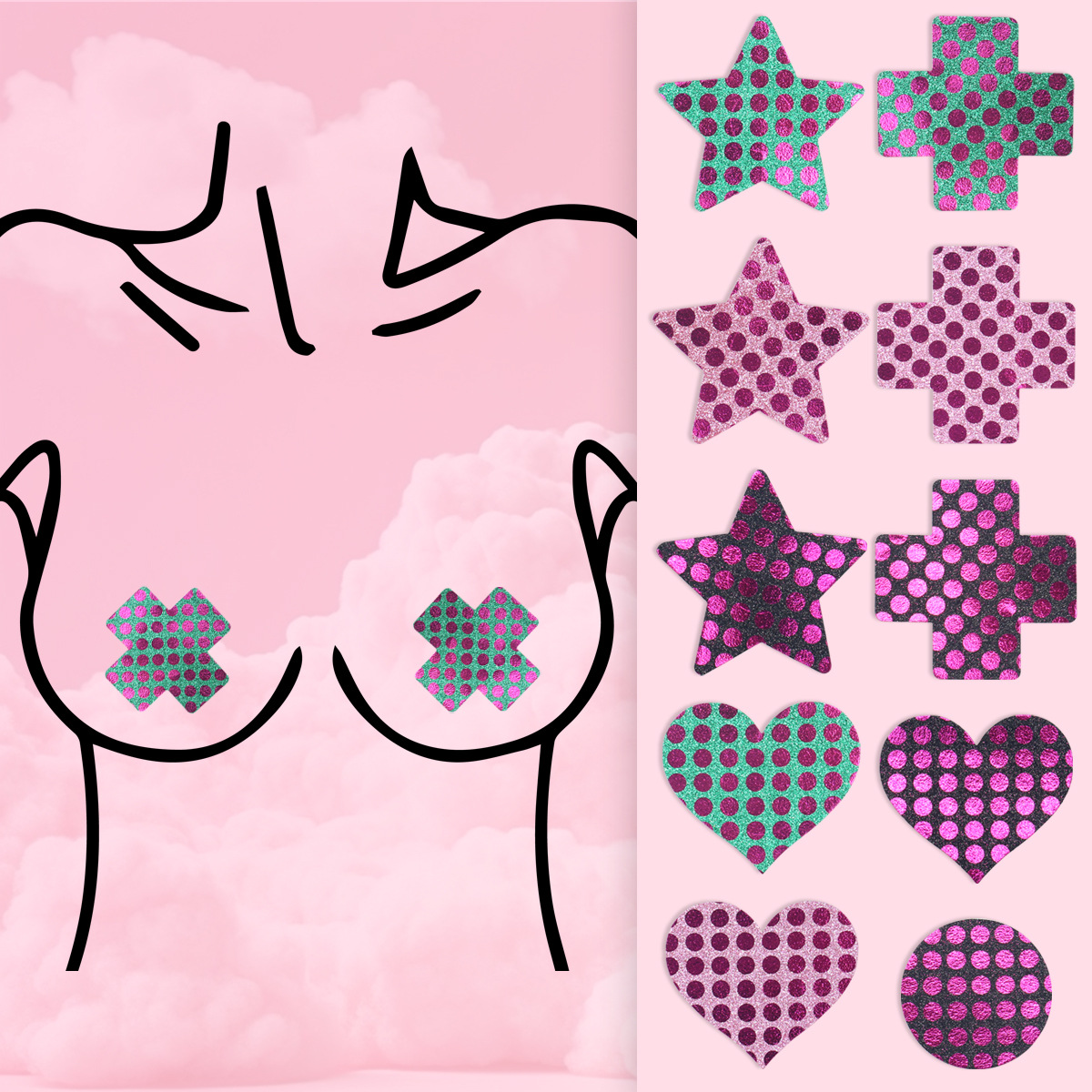 卡雅新款一次性自粘乳头贴格利特大波点胸贴透气美乳贴无痕工厂价