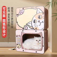 High-quality creative TV-shaped cat scratcher cube fully enclosed corrugated cardboard cat house wear-resistant and scratch-resistant cross-border wholesale