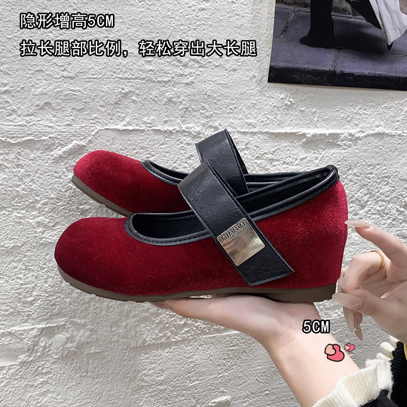 Retro Suede Shallow-Mouthed Women's Shoes 2026 Korean Version Gentle Mango-Shaped Toe Non-Picky on Foot Shape Ultra-Soft Comfortable Mid-Heel Shoes