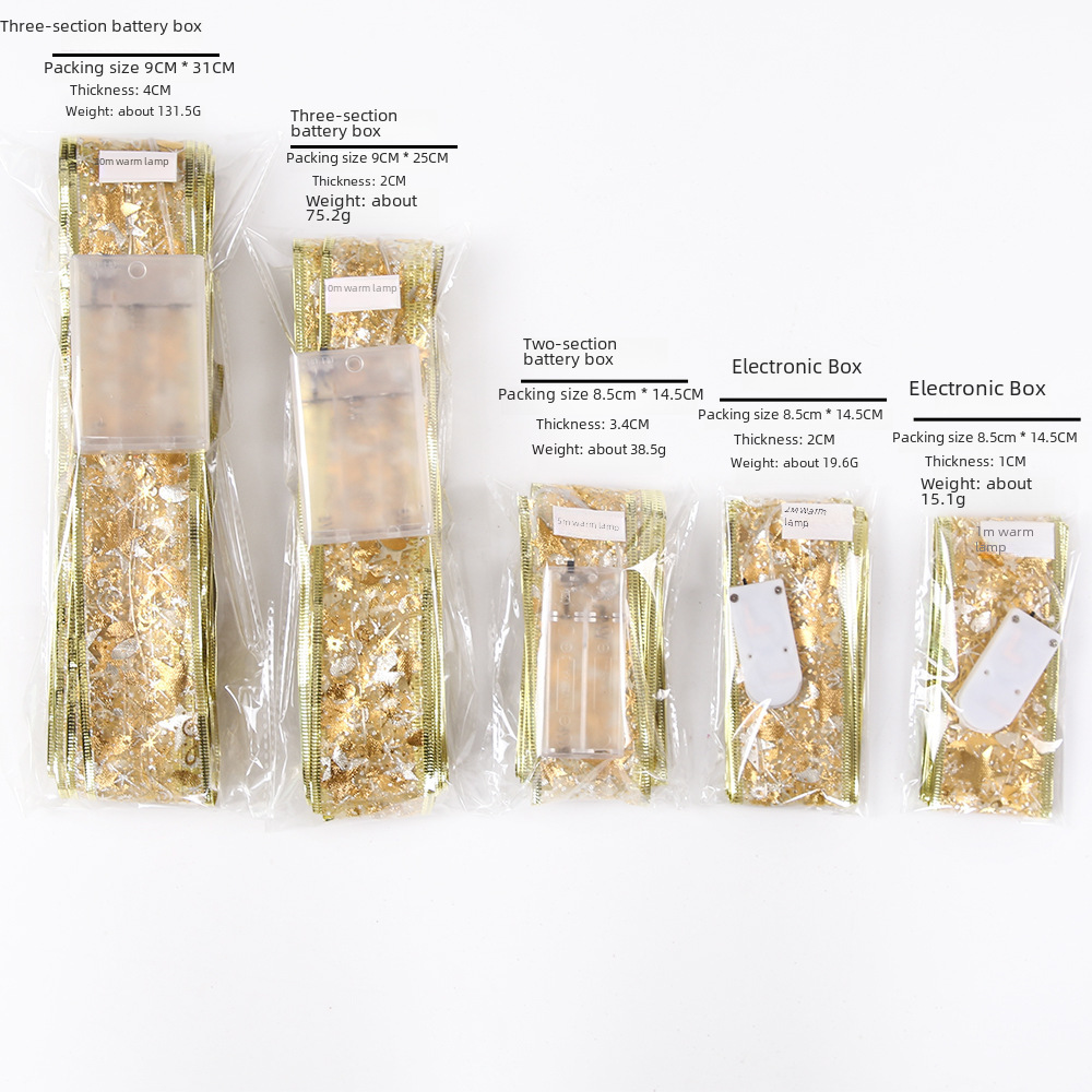 Guirlande lumineuse LED en ruban de Noël Décorations de Noël Décoration d'arbre de Noël Pendentif Cadeau Ruban double couche bronzant_voghion.com