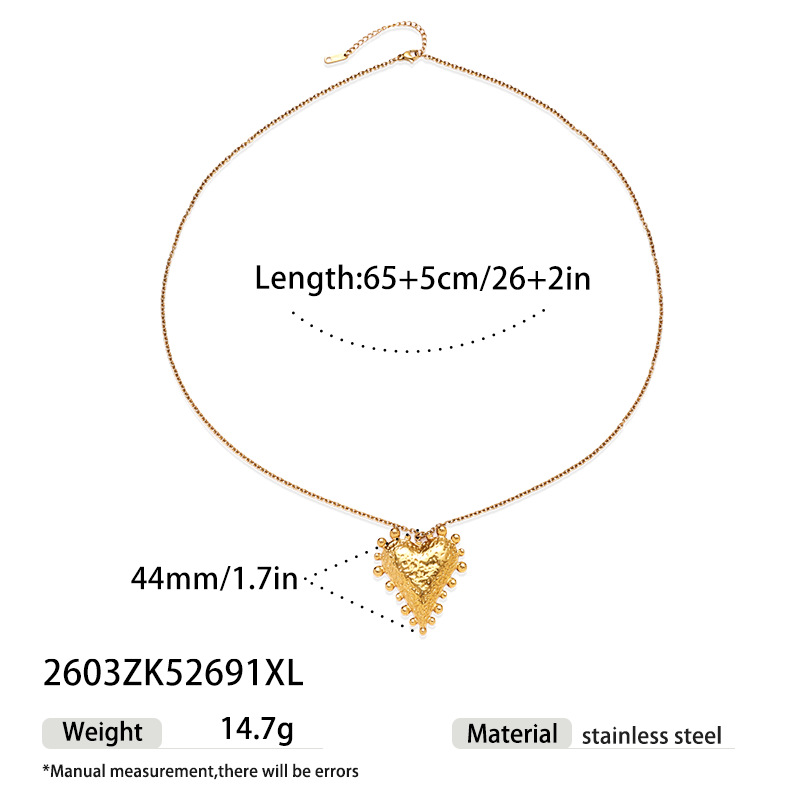 Taina Omei Shein transfronterizo explosión de acero inoxidable chapado en 18k oro texturas de lava colgante en forma de corazón mujeres al por mayor