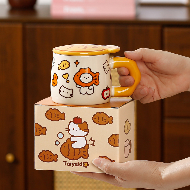 可爱鲷鱼烧小猫咪陶瓷杯子家用卡通马克杯创意伴手礼水杯女生生日|undefined
