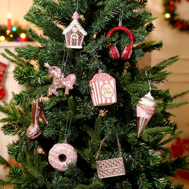 Cross-border Christmas decoration supplies Christmas tree pendants electroplated red pendants for the elderly party atmosphere decoration