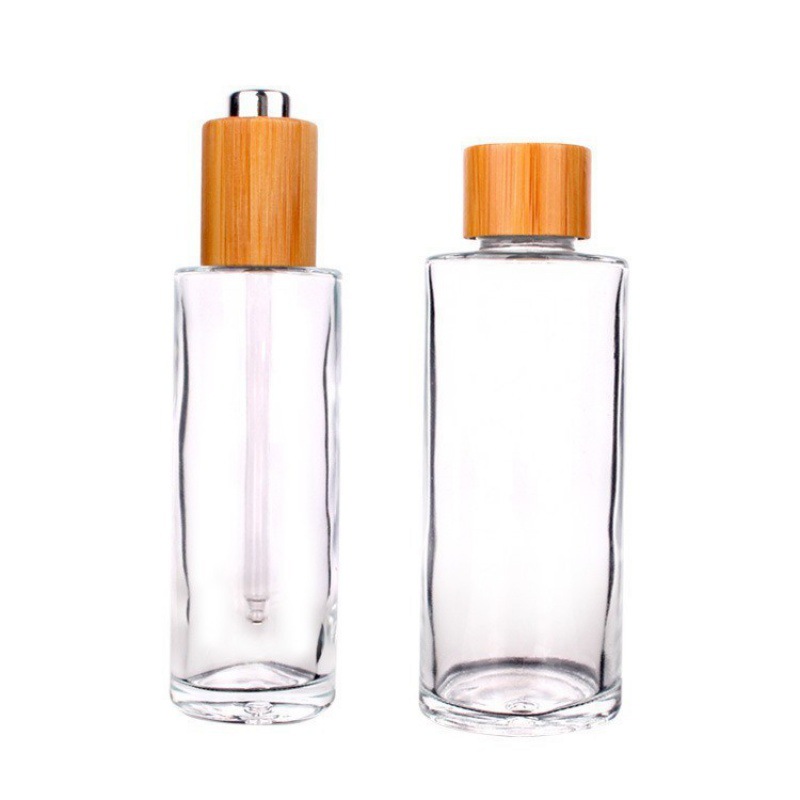 厂家批发100 130 200ml竹木盖精油瓶 透明乳液瓶 化妆品分装瓶