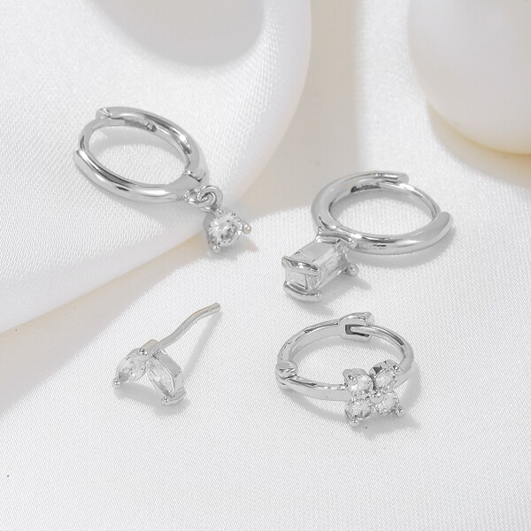 fashionable geometric earrings with zircon