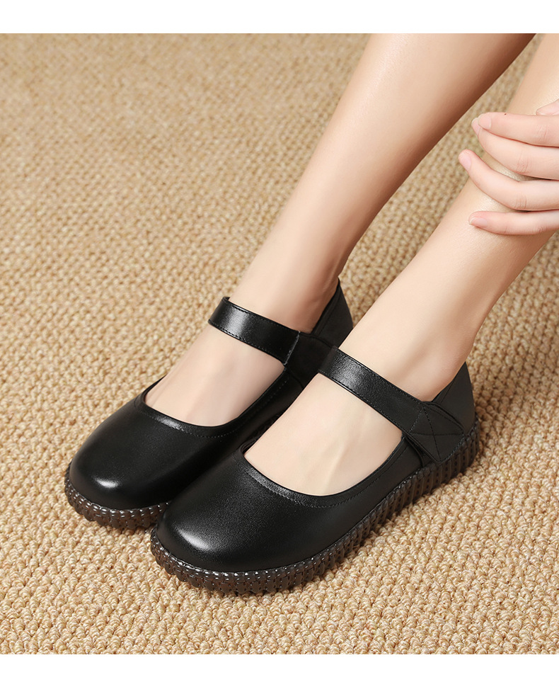Giày da đế bằng nữ đế mềm da thật – giày công sở y tế — rượu vang đỏ chi tiết 18