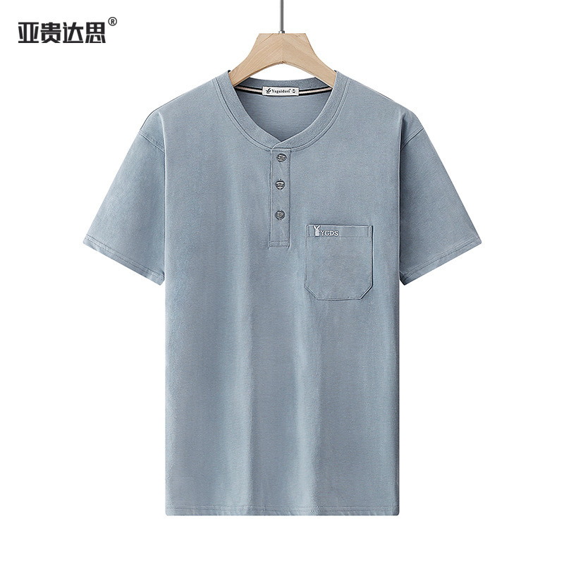 父半袖tシャツ男中年和尚襟真ポケットゆったり大きいサイズ純綿中高年帯ポケット上着夏服|undefined