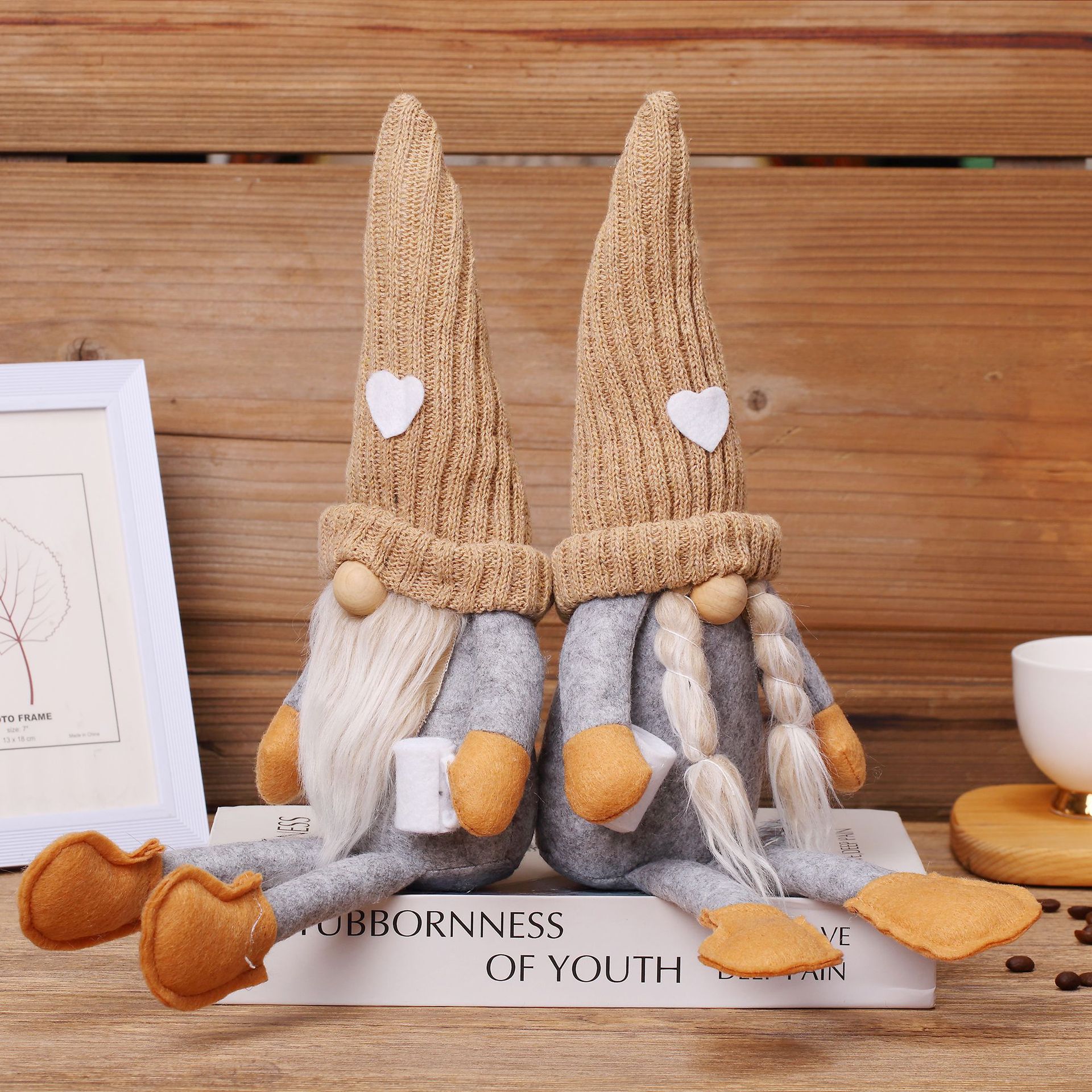 2023 transfronteriza amazon muñeca sin rostro de punto moler a mano café navidad enano rudolf adornos de decoración del hogar