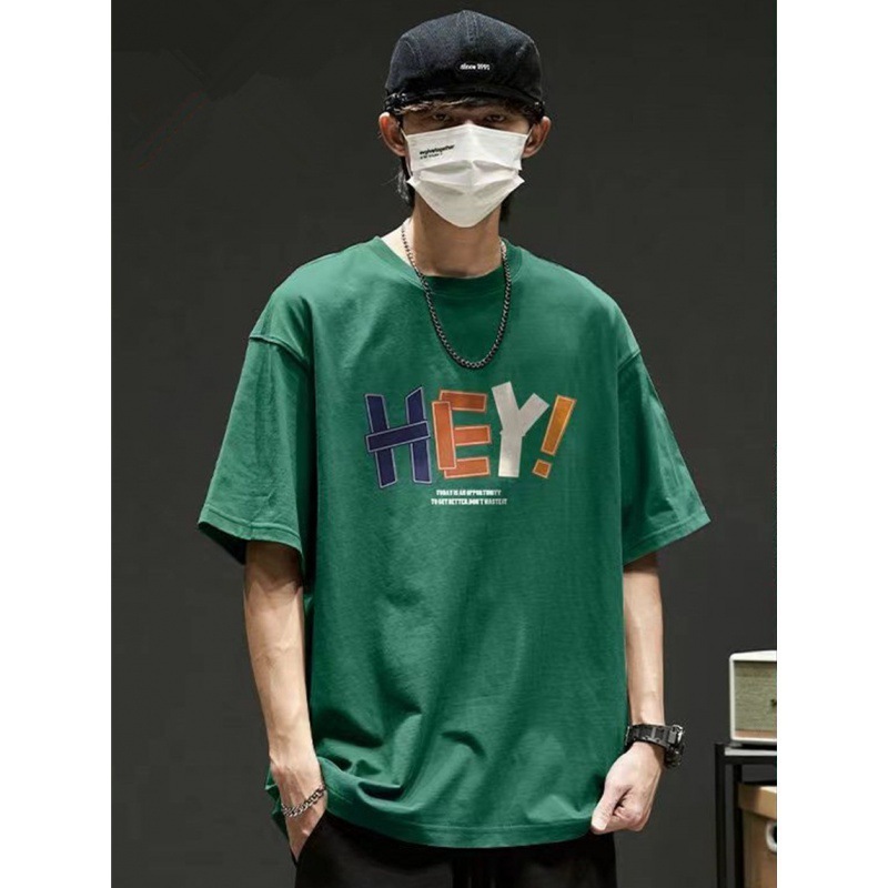 厚手の半袖Tシャツメンズ夏新作アメリカンコットントレンディブランドボトムホワイトルーズ半袖Tシャツ|undefined