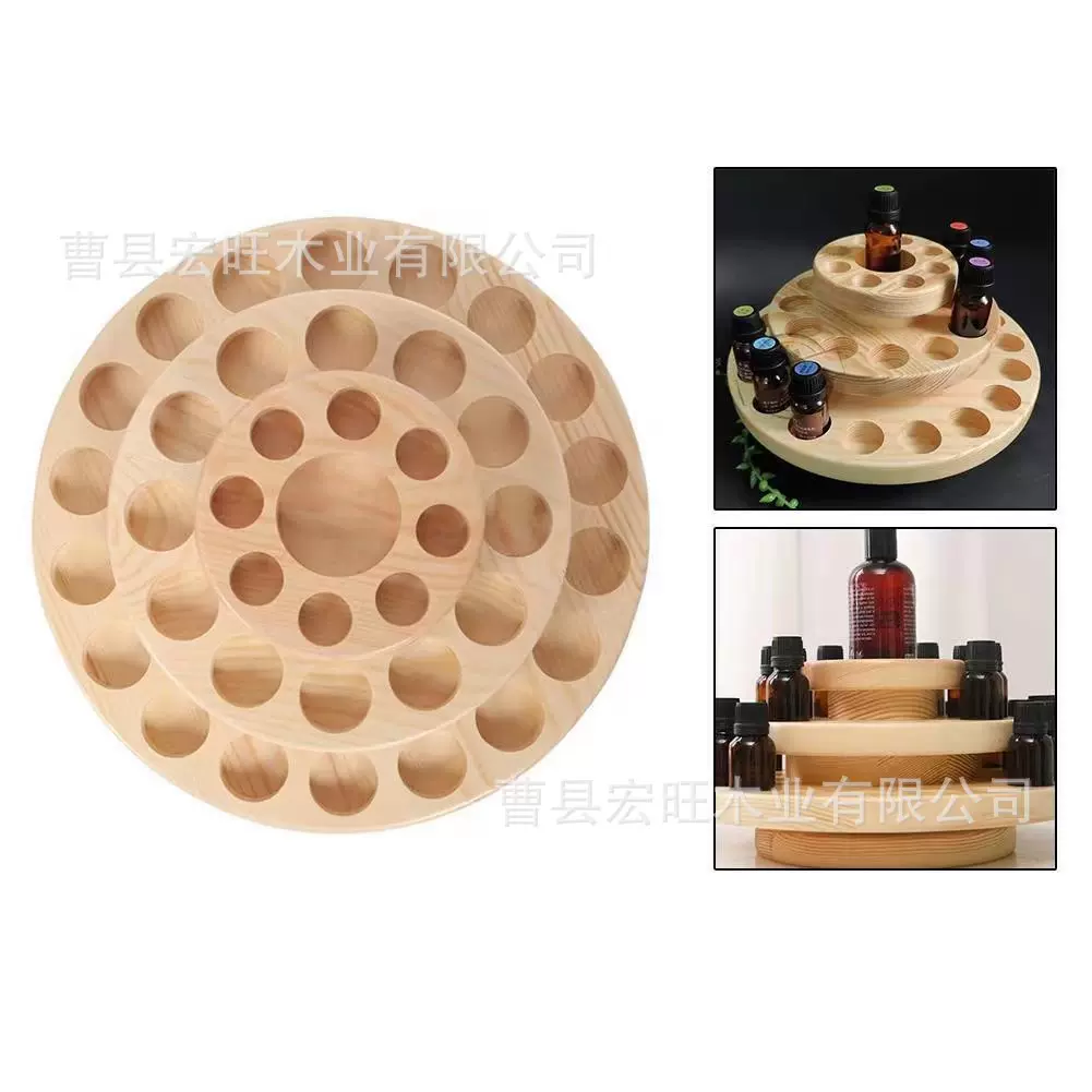 跨境精油实木展示架转盘口红展示台收纳美甲木质架子多格多层展示