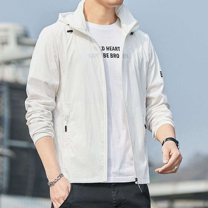 선 스크린 의류 남성 초박형 통기성 야외 아이스 실크 낚시 선 스크린 의류 여름 얇은 피부 의류 느슨한 패션 브랜드 재킷