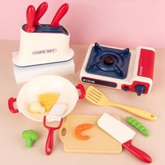 子供のシミュレーションカード式ガスコンロの台所のままごとのおもちゃの男の子の女の子は料理をして料理の電磁ストーブのおもちゃを炒めます。