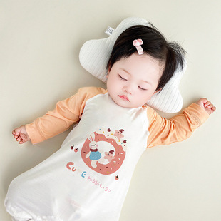 Spring and Summer New Children's Pajamas Infant Modal Shoulder Open Button Split Leg Open Button Baby Air Conditioning Clothes