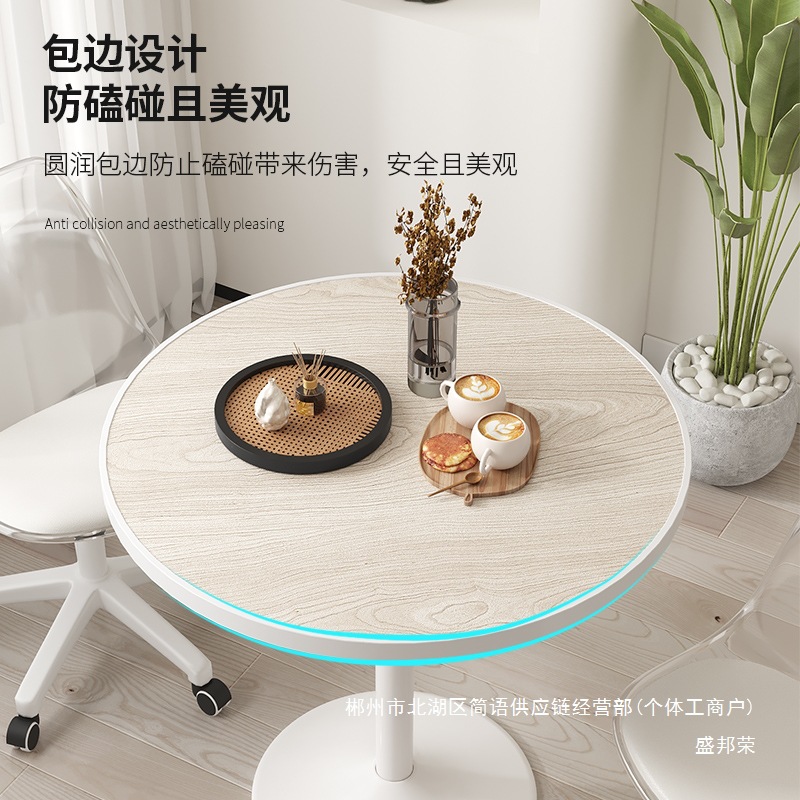 Fábrica directa de tulipanes blancos balcón ocio mesa redonda simple mesa de negociación sillas tablero de madera mesa de comedor doméstica litros